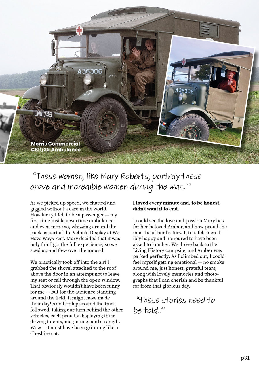 A Dispatches Magazine spread featuring a Morris Commercial CS11/30 ambulance