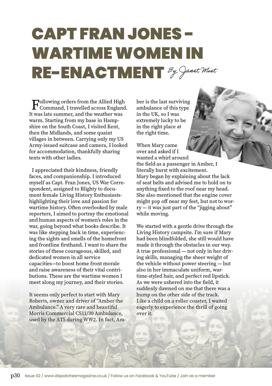 A Dispatches Magazine feature spread on wartime women in re-enactment