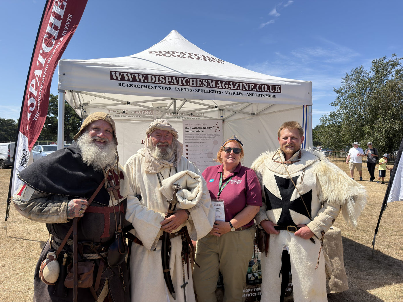 Re-enactors from a Knights Templar group at the Dispatches Magazine stand